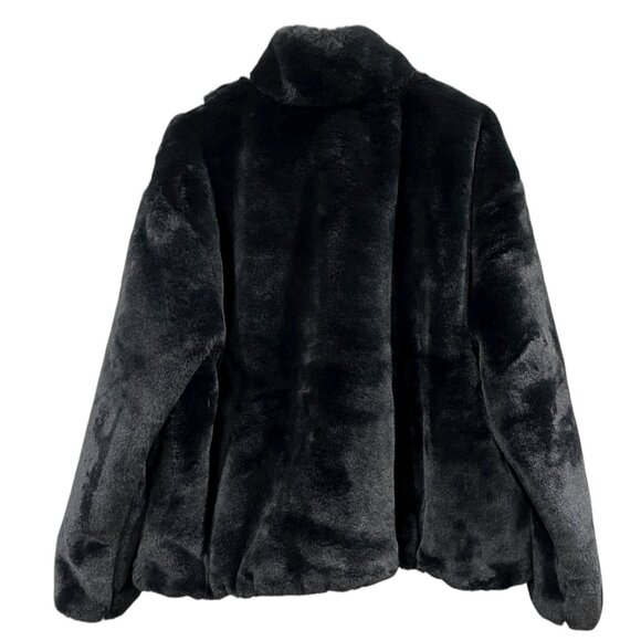 Nike Plush Faux Fur Full Zip Jacket in Black/Beige Women's Size L NWT MSRP $175 - Picture 3 of 8